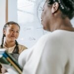 a student and teacher at school